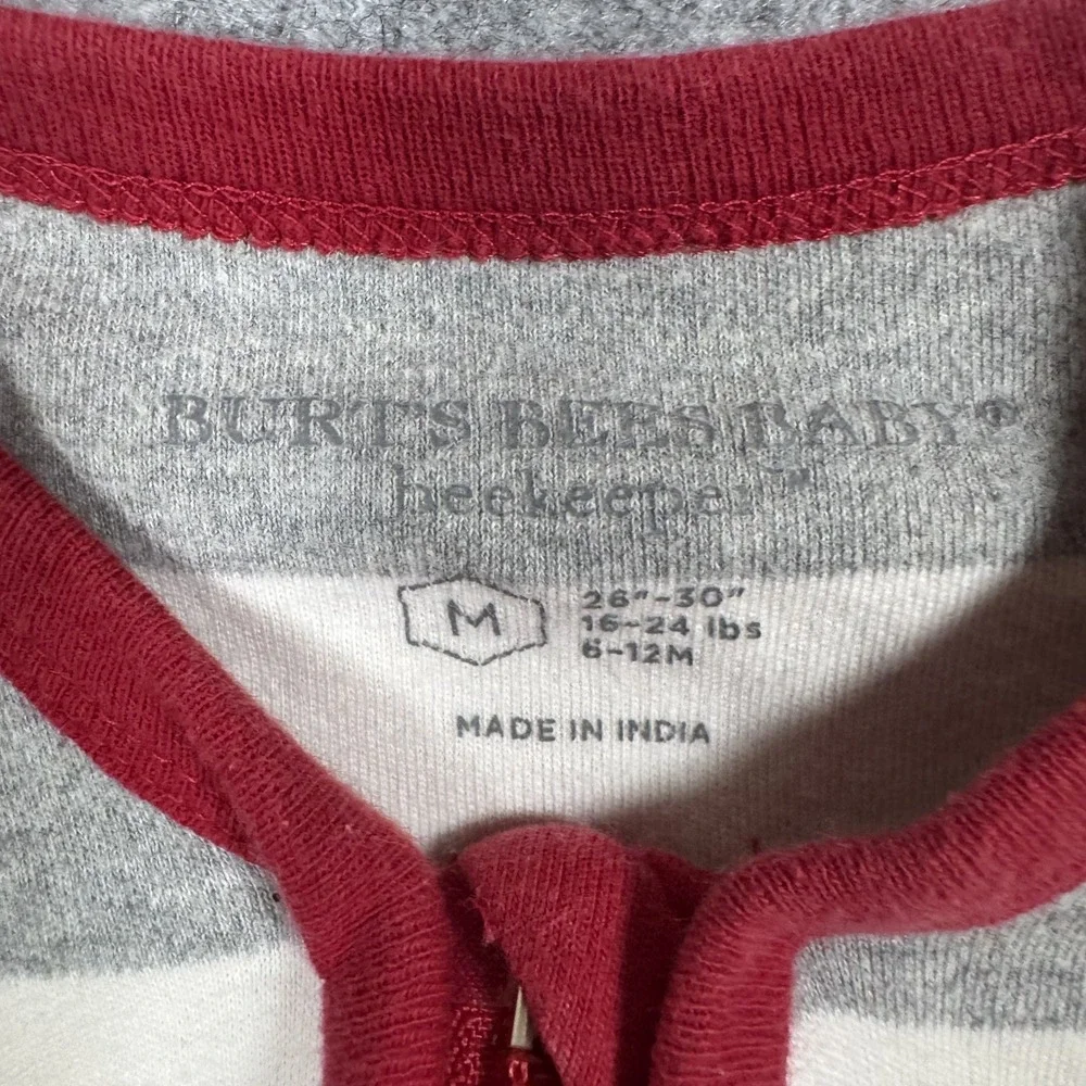 Burts Bees Baby Beekeeper Sleep Sack Medium Red Grey Striped Organic Cotton